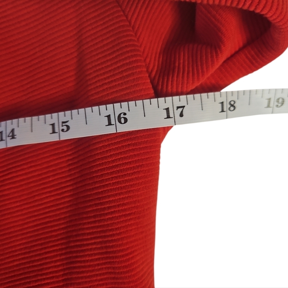 Boden Red Ribbed V-Neck Shift Dress Petite 4 - Picture 5 of 6